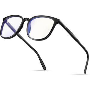 Unisex Black Eyewear Look Clear Frame Blue Tinted Lens Anti Eyestrain Sunglasses